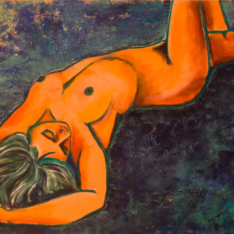 06 nude art "Weiblicher Akt, liegend", Mischtechnik, DIN A 0