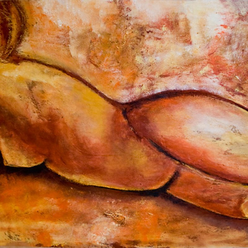 15 nude art "Weiblicher Akt, auf Sofa", Mischtechnik, DIN A 0