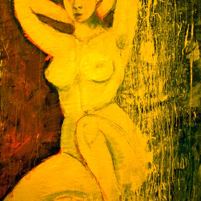 18 nude art "Weiblicher Akt in Gelb", Mischtechnik, DIN A 0