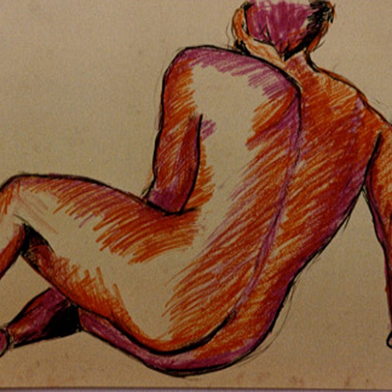 19 nude art "Männlicher Rückenakt", Kreiden, DIN A 2