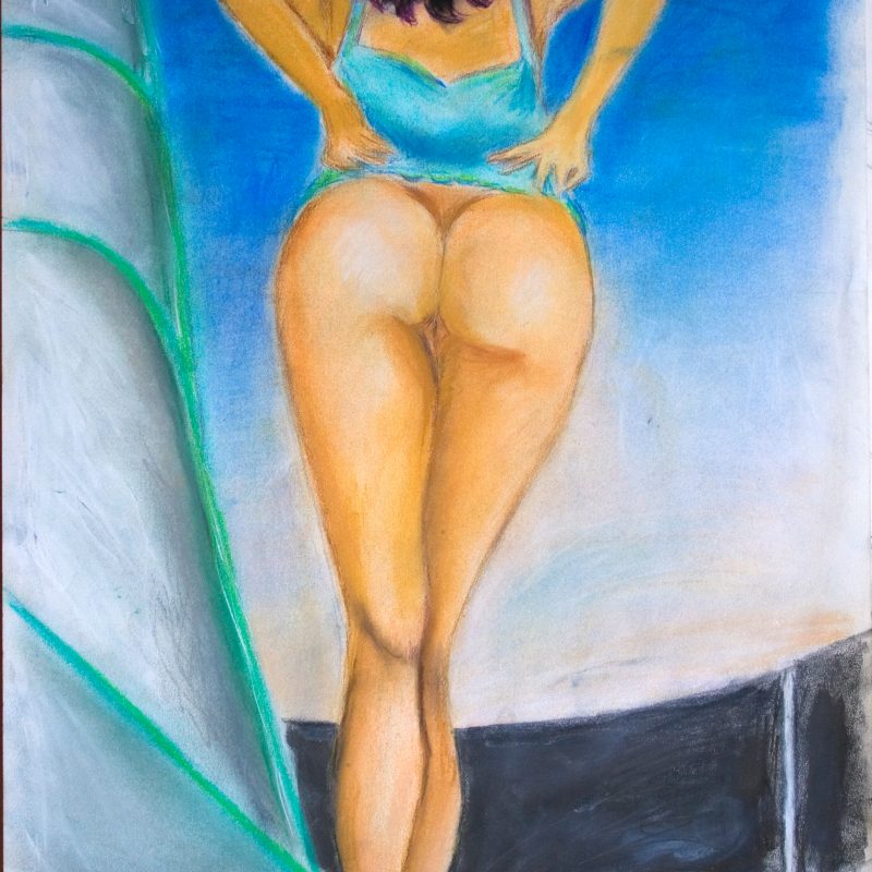 22 nude art "Frau auf Treppe", Mischtechnik, DIN A 2