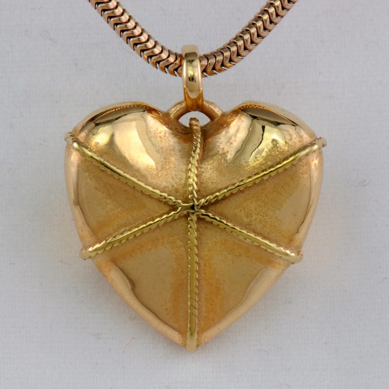 Erotikschmuck, Herzanhänger Boundet Heart, Gold/vergoldet, Vorderseite