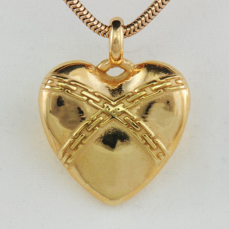 Erotikschmuck, Herzanhänger Chain Heart, Gold/vergoldet, Vorderseite