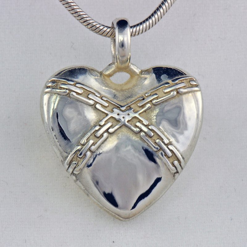 Erotikschmuck, Herzanhänger Chain Heart, Silber, Vorderseite