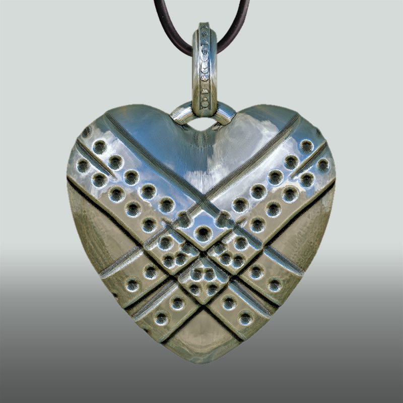 Erotikschmuck, Herzanhänger Fixed Heart, Silber, Vorderseite