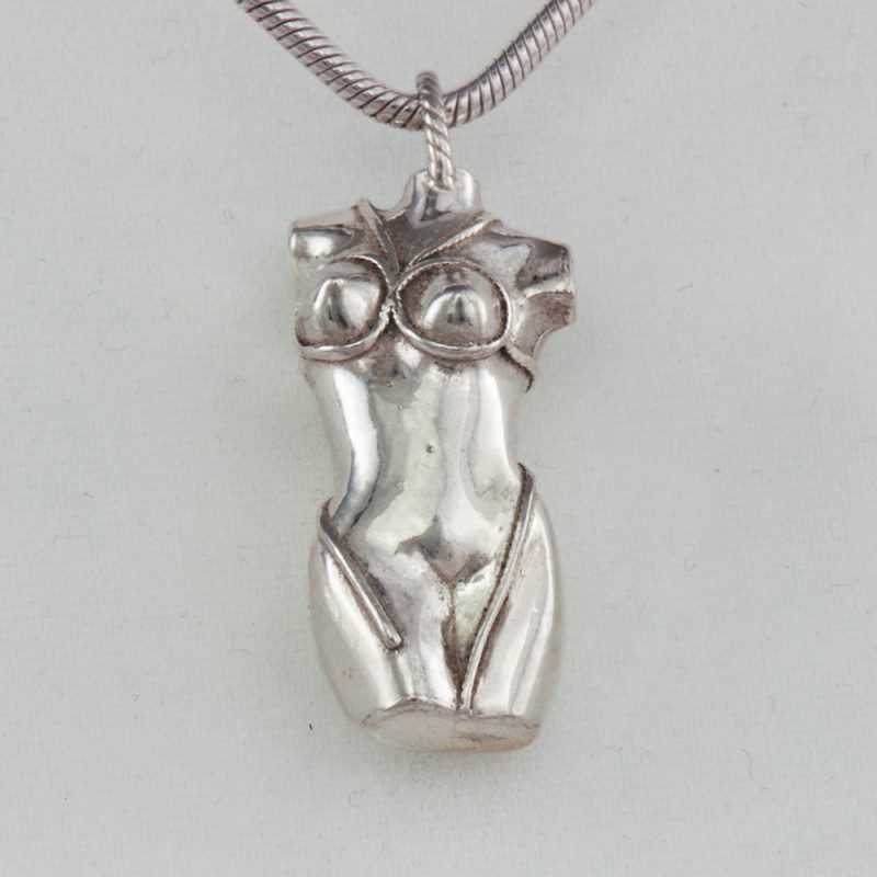 Erotikschmuck, Anhänger Bondage Lady, silber