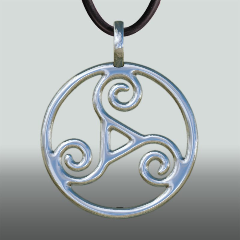 Triskele Anhaenger silber frontal - Silberanhänger - Symbol – BDSM - Keltikschmuck