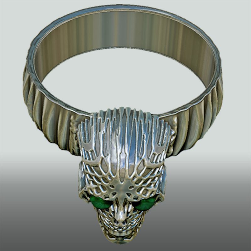 Skullring, silber, Aufsicht