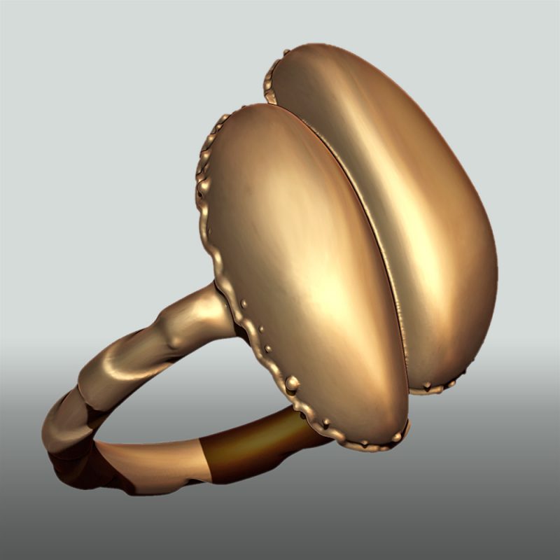 Erotikschmuck, Ring coco de mer, gold