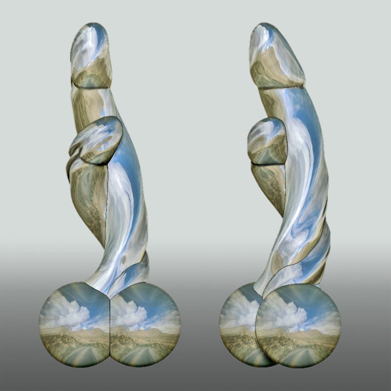 Two Beauties – doppelter Phallus, Silber, Ansicht 2