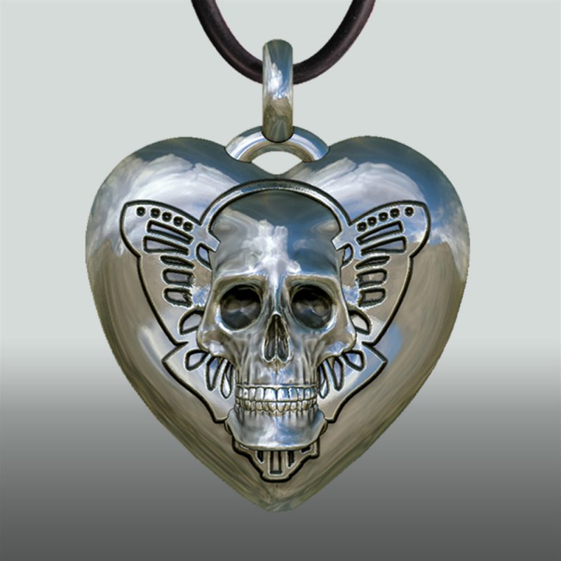 Herzanhänger Butterflyskull - Herzanhänger - Schmetterling – Herz-Totenkopf - Gotik - Kult