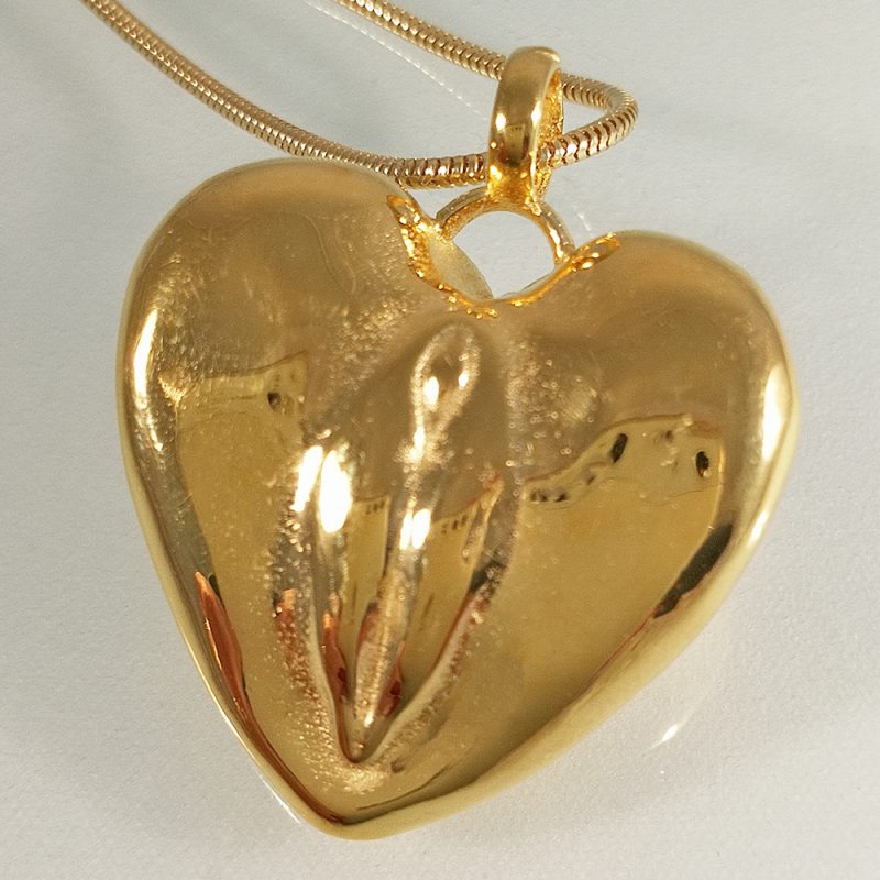 Erotikschmuck, Herzanhänger Yoni-heart, vergoldet, Vorderseite - vergoldet